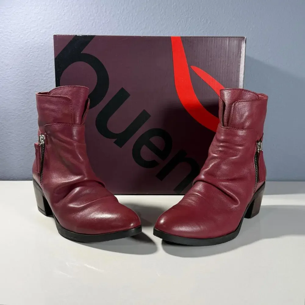 Bueno Colbie Women's Burgundy Leather Ankle‎ Boots